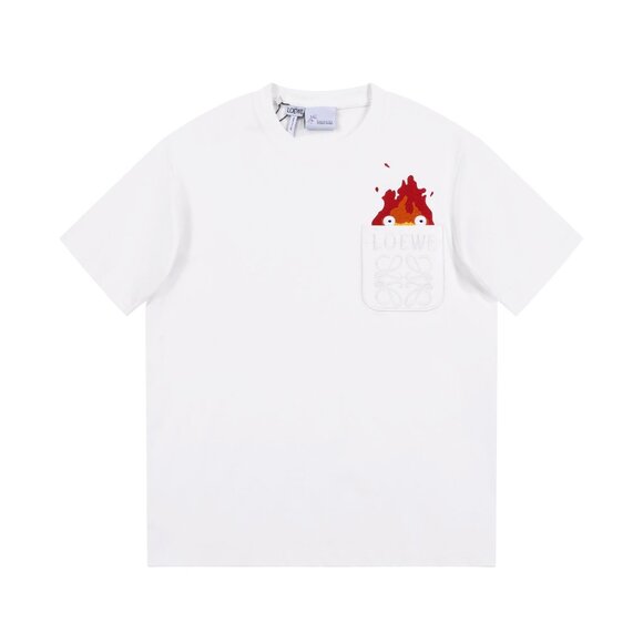 Loewe classic pocket flame pattern round neck short-sleeved T-shirt